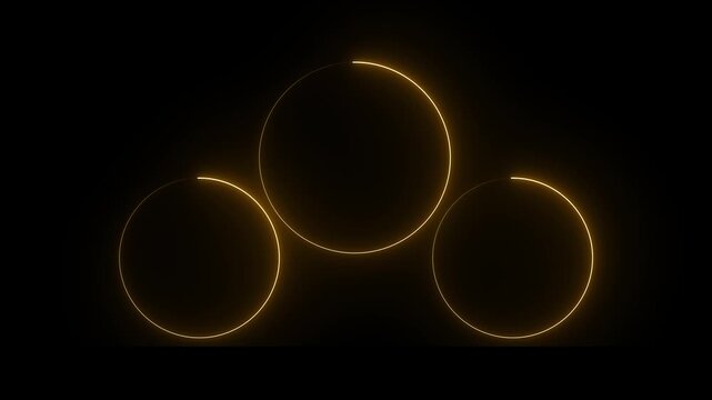 glowing neon circle animation rotating and glowing against a dark background with futuristic digital. orang circle glow border concept on the black background.