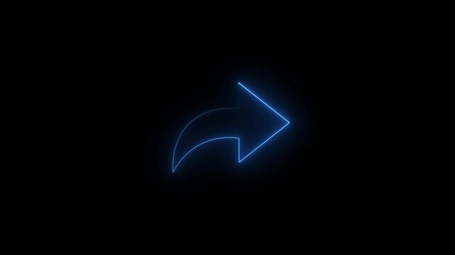Abstract beautiful blue neon arrow icon animation on black background . 4k video,,,
