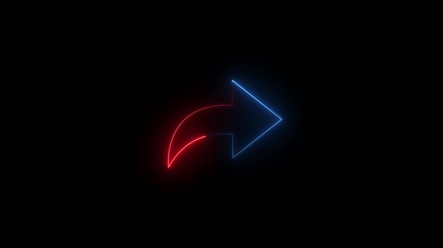 Abstract beautiful blue and red neon arrow icon animation on black background . 4k video,,,
