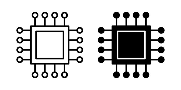 processor icon representing a computer chip used for data processing and computing operations. Ideal for technology websites, software applications, electronics, computer hardware, and digital interfa