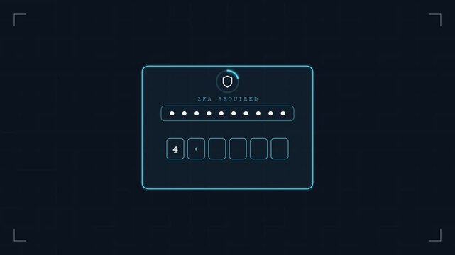 Two-Factor Authentication Login Card Entering Password and Six Digit Code, Access Granted Tech Interface Animation