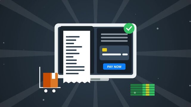 Online payment billing invoice and fast delivery service ecommerce transaction concept