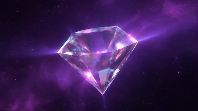 Glowing Prismatic Crystal in Purple Space 4K Generative AI