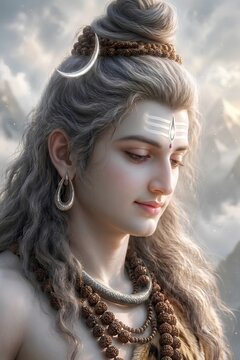 Hindu divine portrait lord Shiva illustration 