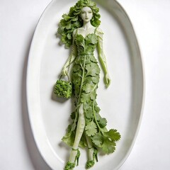 Fototapeta premium Girl Made With Vegetable In Plate 