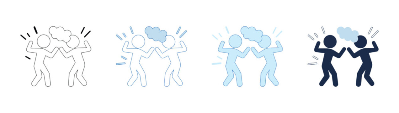 Aggressive behavior symbols illustrating betrayal, violent arguments, angry reactions, bullying, personal conflicts, hostility, and aggressive human interactions.