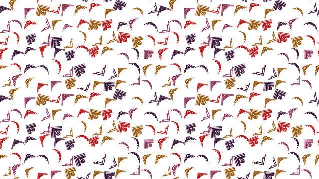Seamless pattern of decorative corner elements and scrollwork