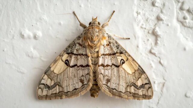 Close-up of a beautiful moth with intricate wing patterns