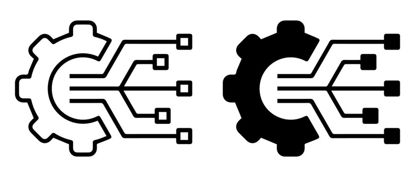 gear and circuit board technology graphic, abstract representation of innovation and connectivity