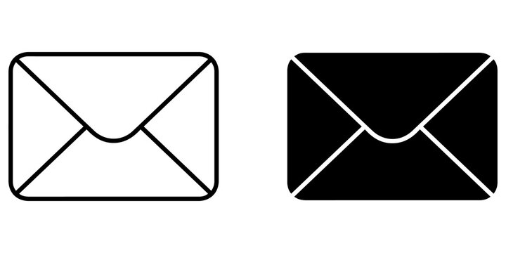 two simple graphic icons depicting a letter or envelope in black and white outlines