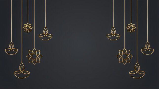 Diwali festival golden diya lamp hanging decoration isolated on