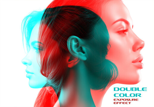 Double Color Exposure Photo Effect Mockup