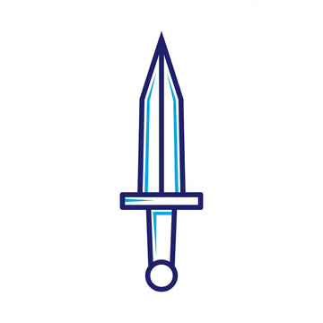 Blue outline sword icon isolated on transparent background for