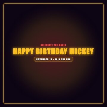 Happy Birthday Mickey November 18 Social Media Promo Card - 4K Square 1:1 Motion Graphic Celebration Background