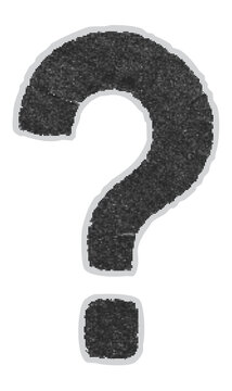 Bold Question Mark Symbol with Rough Black Halftone Texture