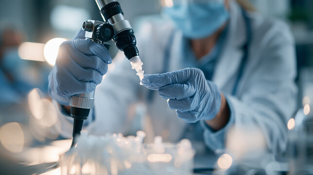 Healthcare professional safely removing and discarding single-use item