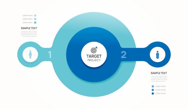 Infographic circle target chart for business template 2 options, presentation vector illustration.