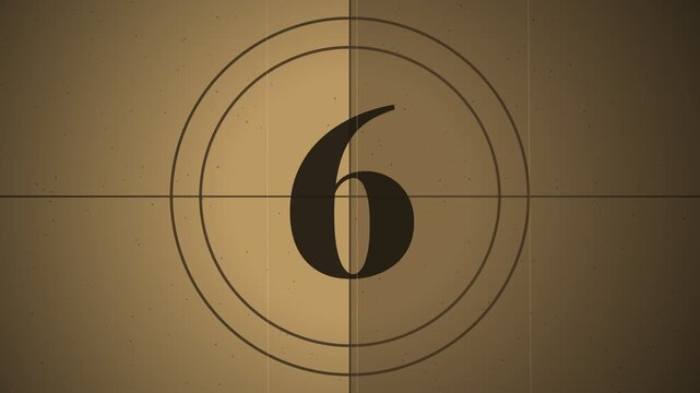 Vintage Film Countdown Timer Showing Numbers 10 5 and 0 with Circular Markings and Grainy Texture