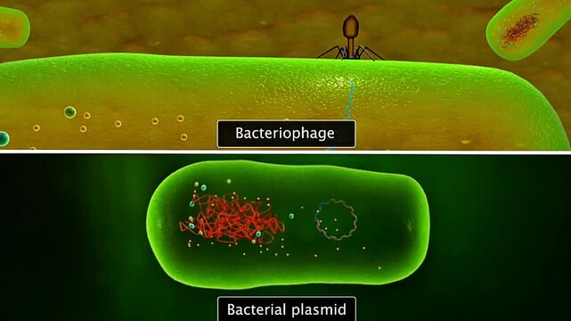 Bacteriophages infect bacteria, while bacterial plasmids carry and transfer extra genetic information.