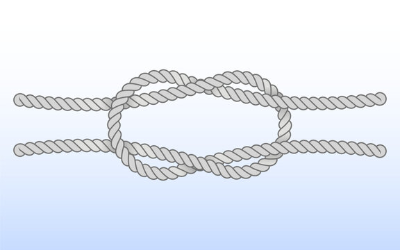 Reef knot, nautical knot used on boats, vector illustration