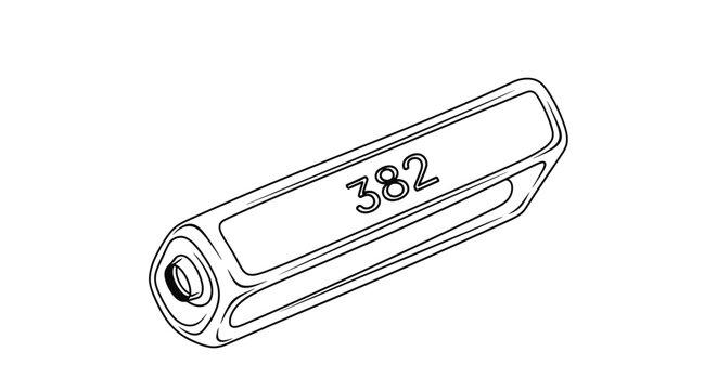 Isolated 382 Number Tag, Clip Art, Vector Outline