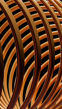 Copper coils forming an intricate spiral pattern