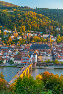 Scenic elevated view of Heidelberg Old Town in Germany