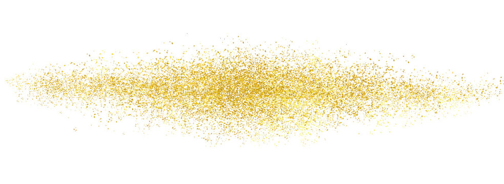 Golden glitter dust burst on transparent background, luxury golden shimmer speckle cloud and festive overlays.
