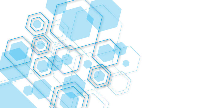 Abstract blue hexagon banner background. Abstract hexagon background. Futuristic abstract honeycomb mosaic grey technology background. Blue and white hexagon geometric patterned background vector