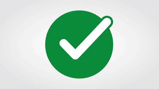 Green Checkmark Symbol: A simple, clean graphic of a green circle with a white checkmark inside, signifying completion, approval, or a correct choice.