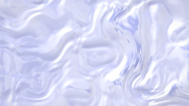 Abstract flowing liquid surface with iridescent pearlescent light reflections and subtle purple hues