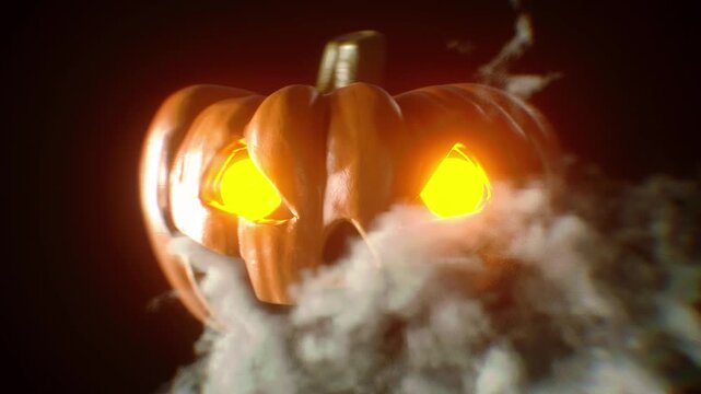 Halloween Jack O Lantern Glowing Pumpkin with Spooky Smoke 3D Animation