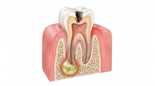 Medical Illustration of Dental Abscess and Tooth Infection