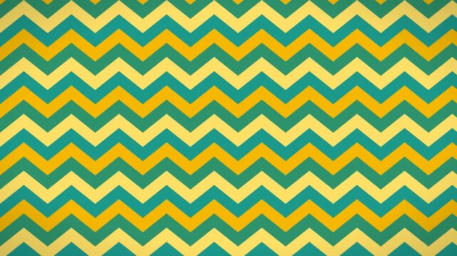 Retro chevron pattern video clip with three distinct frames showing a seamless transition of yellow and teal zig zag lines