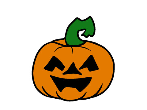 Halloween jack o lantern pumpkin with carved face and green stem for seasonal decor