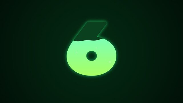 Digital countdown timer showing numbers 10, 5, and 0 in sequence with glowing green and yellow gradient on dark background