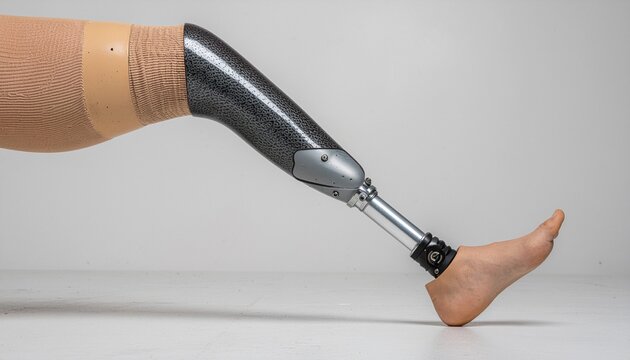 Shiny metallic modern Prosthetic leg 