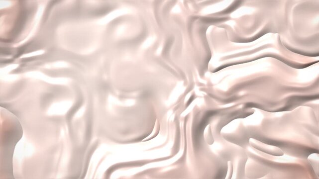 Abstract flowing liquid silk fabric with soft light reflections and subtle pink and beige tones creating a luxurious and smooth texture