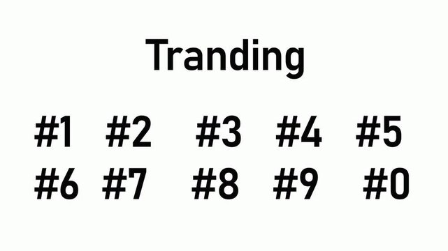 doodle hand drawn trending numbers from 1 to 9 and and 0 hand draw numbers on transparent background for trending with hash tag sign in 4K animation