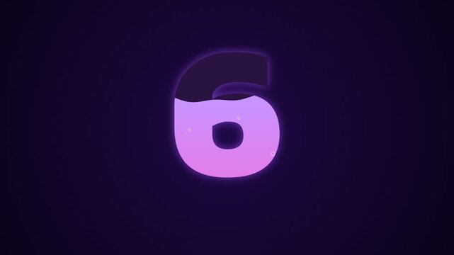 Digital countdown timer animation from 10 to 0 with glowing purple numbers on dark background