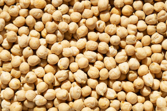 Macro view of Chickpeas (also known as garbanzo beans) showcasing their texture and details