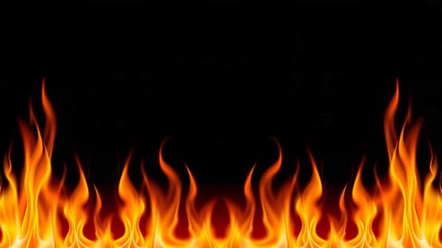 Dramatic video of orange flames flickering along a black border
