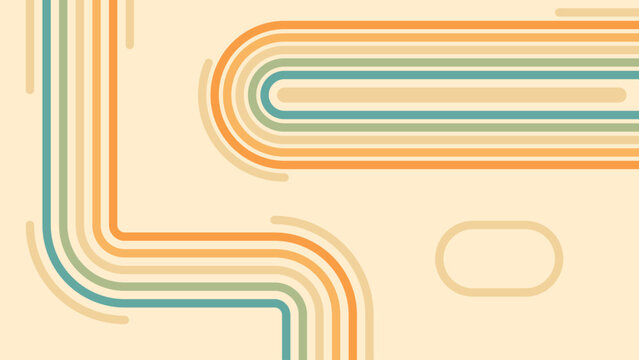 Abstract background of rainbow groovy Wavy Line design in 1970s Hippie Retro style. Vector pattern ready to use for cloth, textile, wrap and other.
