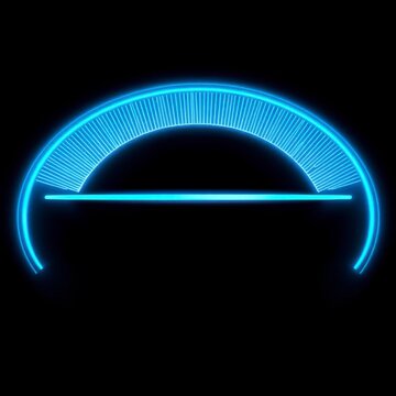 Futuristic blue glowing HUD element arch on black background