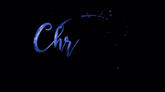Glowing blue cursive lettering shimmers with midnight glitter, creating holiday typography suitable for greeting cards, invitations, banners, and seasonal promotions.