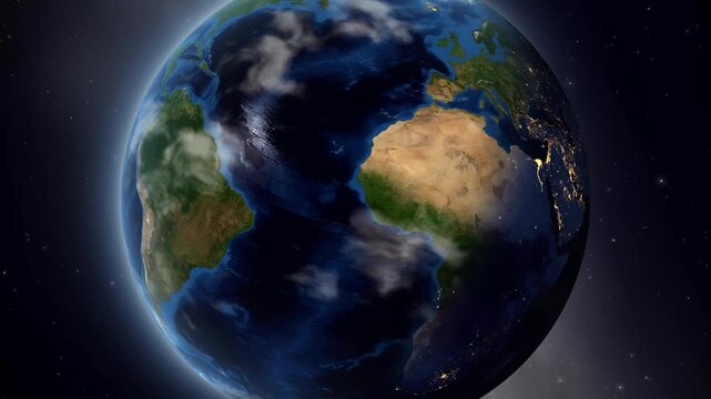 Earth Zoom In to Luanda Angola with Satellite Map Pin
