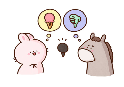Rabbit taking things positively and donkey taking things negatively, positive and negative bias or optimism and pessimism concept