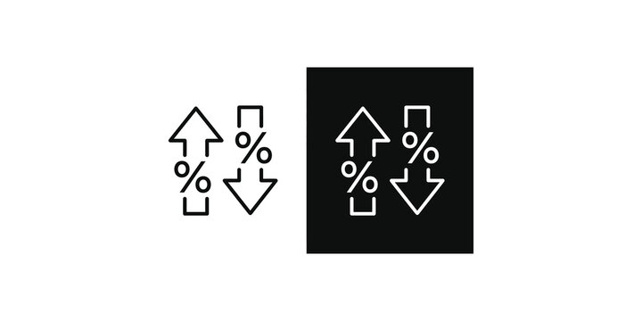 Interest rate arrows icon pack with up and down percentages.