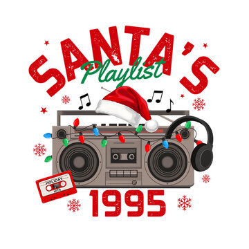 Santa's Playlist 1995 Christmas PNG