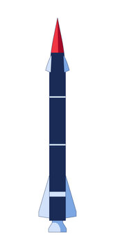 Slim missile rocket with pointed nose 2D cartoon clip art. Slender launch vehicle. Space technology. Aerospace engineering isolated flat vector item on white background. Spot illustration
